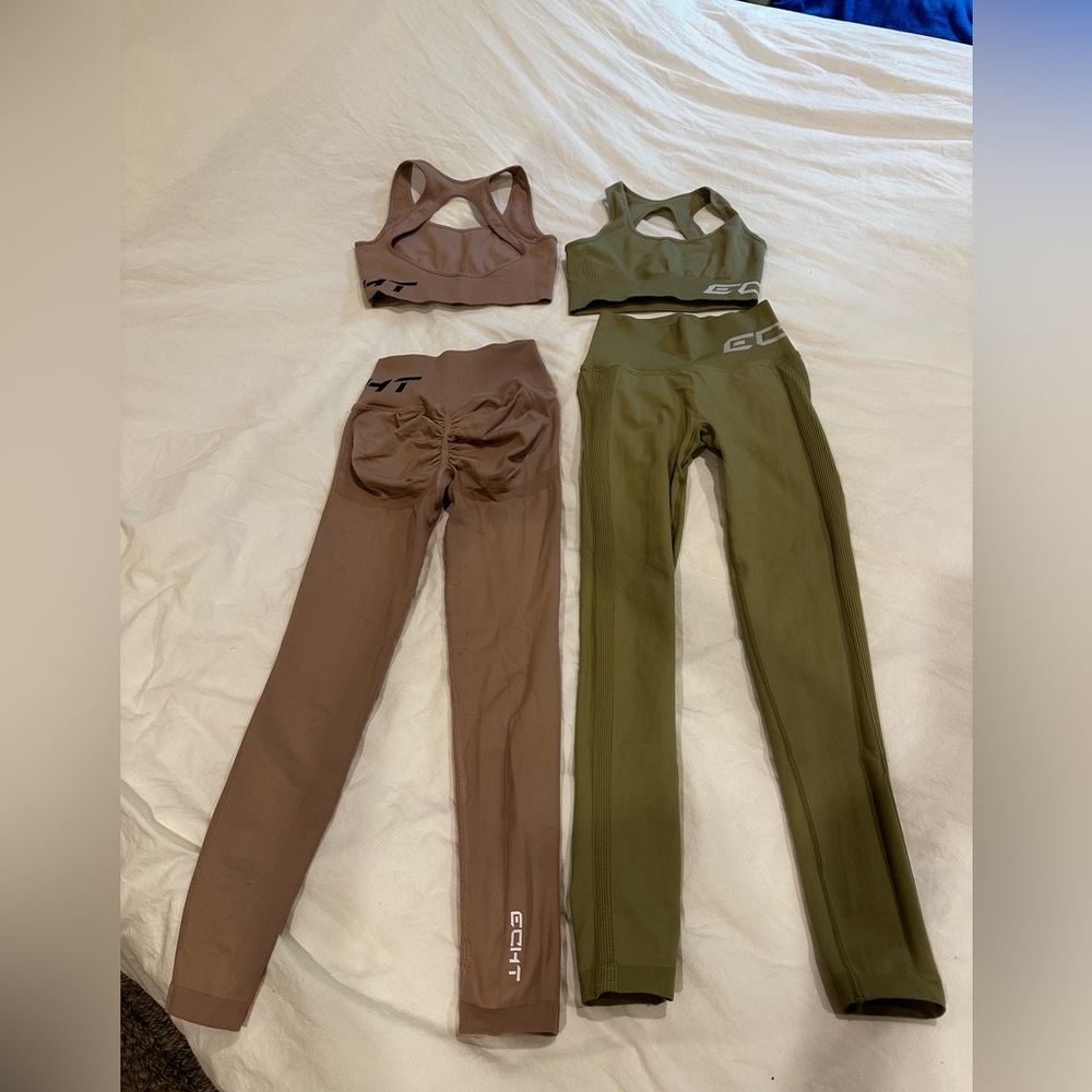 ECHT workout wear 2 sets size XS beige and sage green